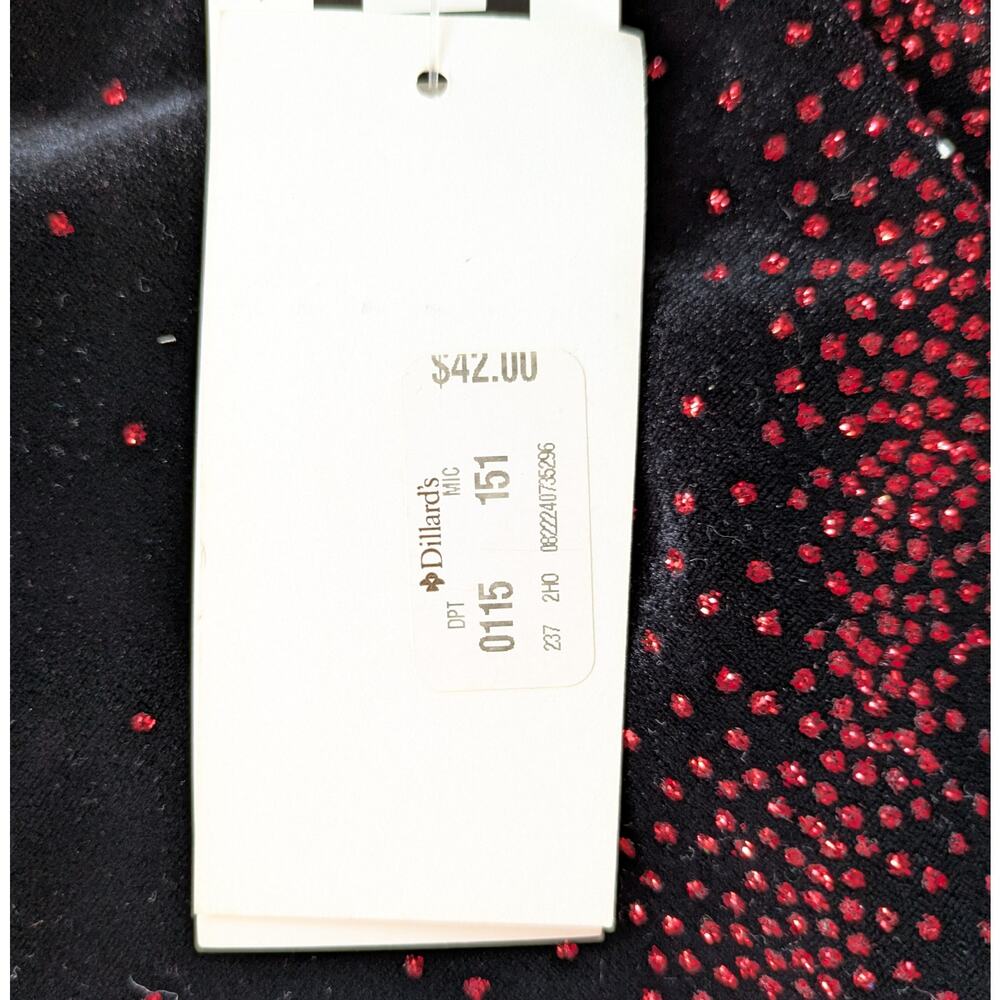 I.N. Studio Velvet Top 3X Black Red Sequined Stretch Holiday Dressy Party NEW - Picture 10 of 12
